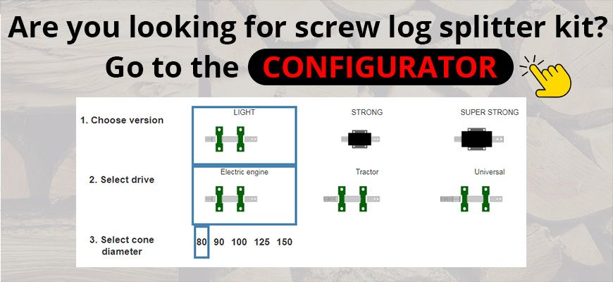 Screw log splitter configurator