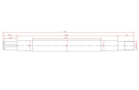 Shaft for circular saw / 250mm / left thread / WP-250-30-L