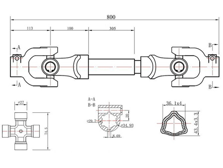 PTO 80cm, tube type